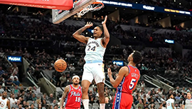 NBA简报:马刺128-108胜76人 索汉23+9 格莱姆斯25+10