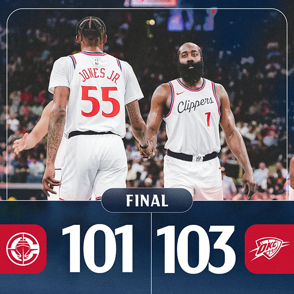NBA最新排名更新：快船惜败后排名告急 掘金逆袭火箭逼近西部第二