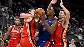 NBA简报:活塞136-130力克鹈鹕 霍兰26+5+6 杜伦22+12 麦科勒姆空砍40+5+7