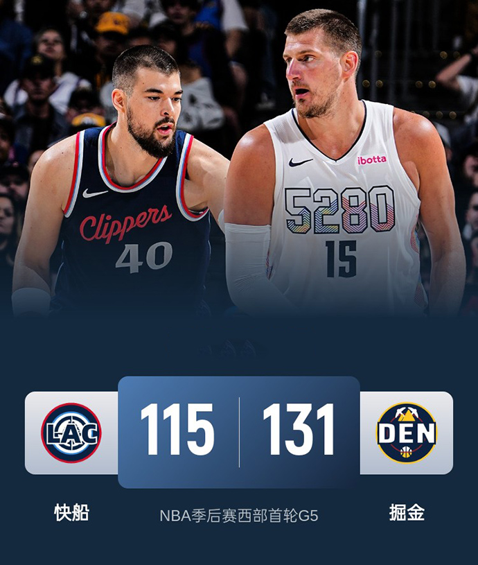 第五场G5：快船115-131不敌掘金