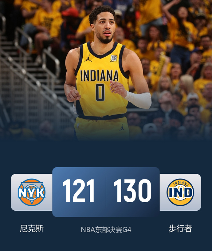 NBA简报:步行者130-121力克尼克斯 哈利伯顿32+12+15 西卡30+5